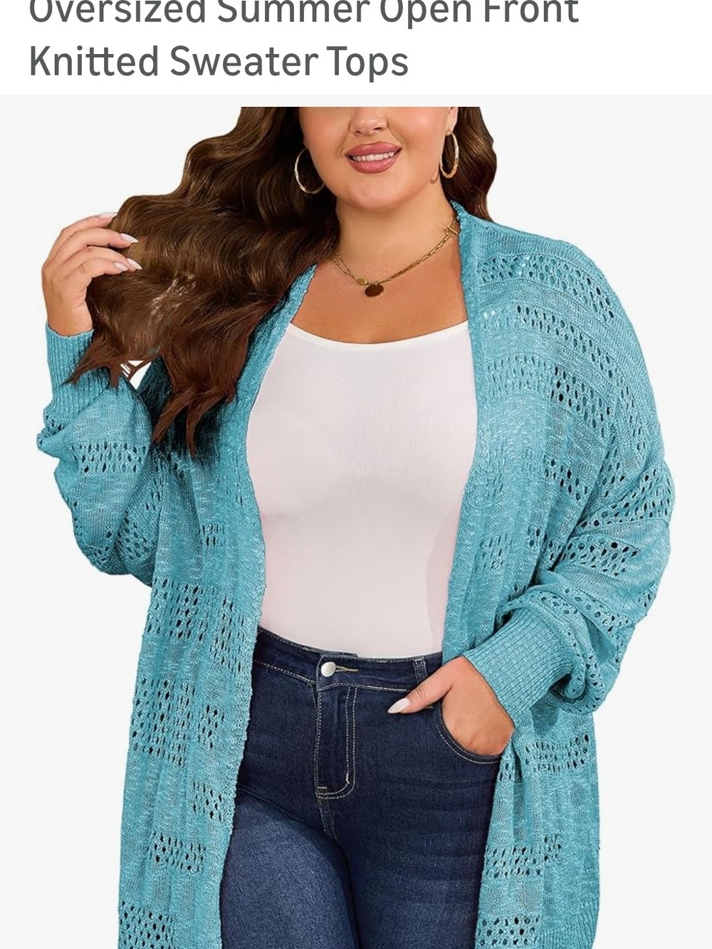 Open-Front Lightweight Knit Cardigan Sweater in Teal